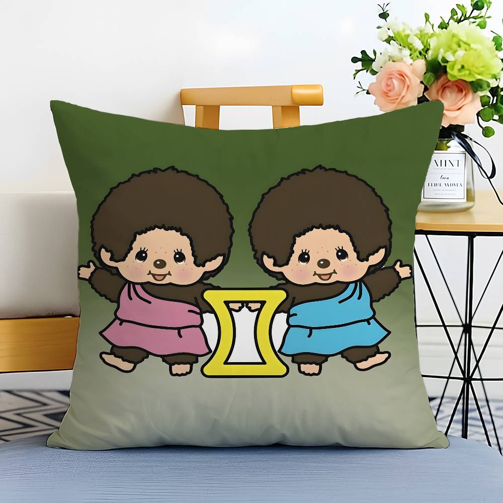 Cute Cartoon M-Monchhichis-MT Pillow Case Printed Brushed Fleece Pillow Baby Skin-Touch Eco-Friendly Dye-Sublimat