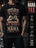 Unisex T-shirt Men'S Black T-Shirt Funny Nana Quote Graphic Tee Halloween Gift for Grandma Grandmother Nana Size S-