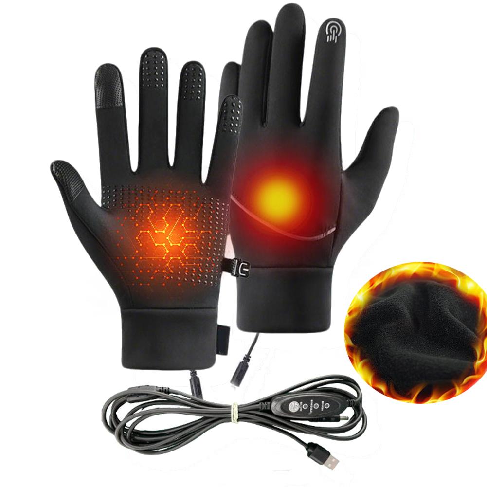 Electric Heated Gloves for Adults,  Winter Snow Ski Waterproof USB Heating Gloves, Screen Touchable for Cycling Riding Fishing