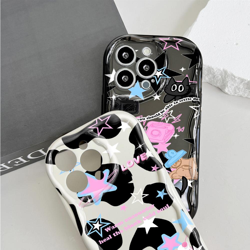 Cute Cartoon Pattern Cream Texture Casing Wavy Edge Soft Silicone Cover Phone Case for Vivo