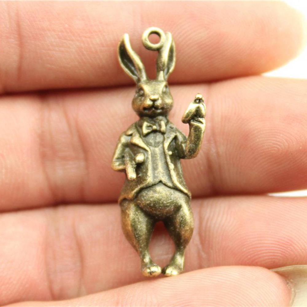 10pcs Clock Rabbit Charms For Jewelry Making Antique Bronze Silver Color Pendants Making DIY Handmade Tibetan Fit Jewelry