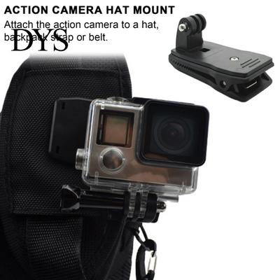 Action Camera Hat Mount Holder Backpack Clip 360-degree Rotation Firm Grip Stable Support Secure Strap Versatile for Gopro Hero4/3+/3/2 Mountain