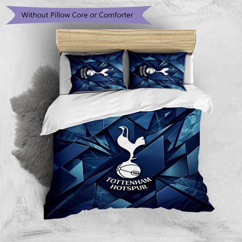 Tottenham Hotspur Muster Gedruckt 3-teiliges Bettwäsche-Set Weich Hautfreundlich Waschbar Bettbezug & Kissenbezüge Set Ganzjahres Schlafzimmer