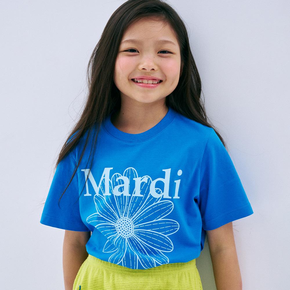 [mardimercredi] Kids Flowermardi T-Shirt - Blue Sky S(100)