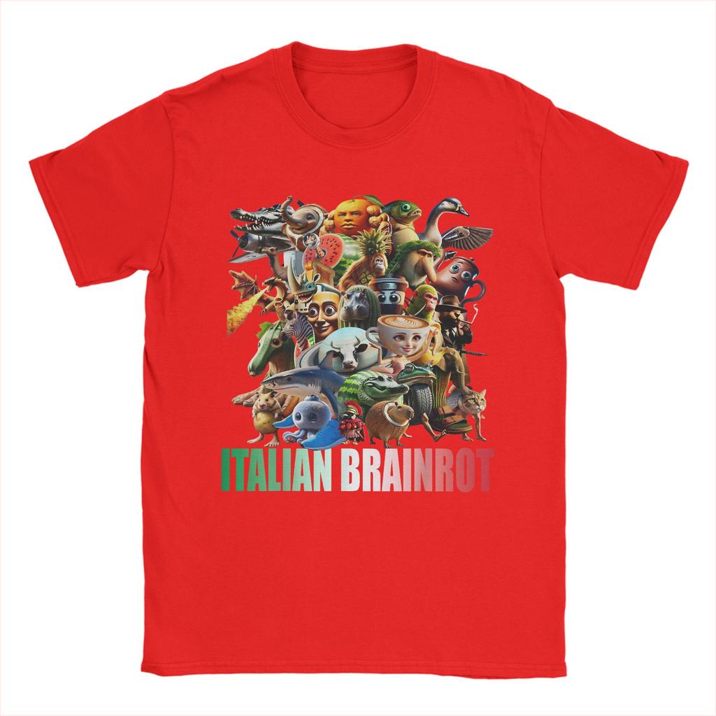 Italian Brainrot Characters Funny Meme Popular TShirt Unisex Novelty Cotton Tees O Neck Short Sleeve T Shirts Printing Clothing
