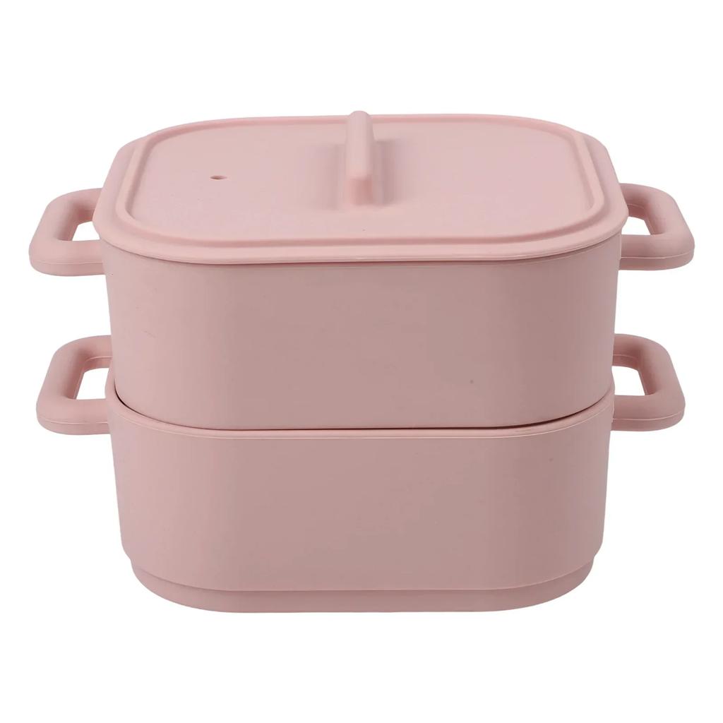 2 Pieces Silicone Microwave Steamer Bowls with Handle Oven Safe Food Storage Containers for Quick and Healthy Cooking