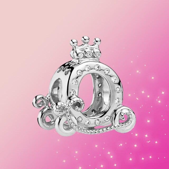 

Стерлингового серебра 925 пробы, подвеска из бисера в форме тыквы, тележка, Шарм, блестящий циркон, ювелирные изделия, оригинальные модные женские браслеты, ювелирные изделия, подарок