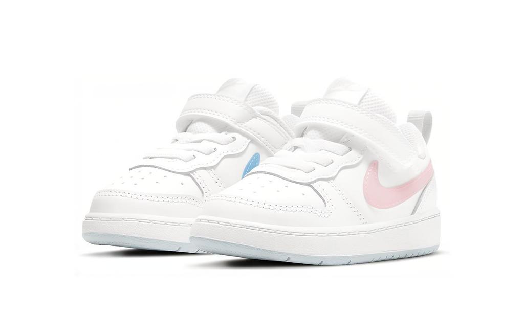 Nike Court Borough 2 MWH Slip Resistant Cushioning Abrasion Resistant Breathable Low top Toddler Shoes White Pink Blue DD3021-100