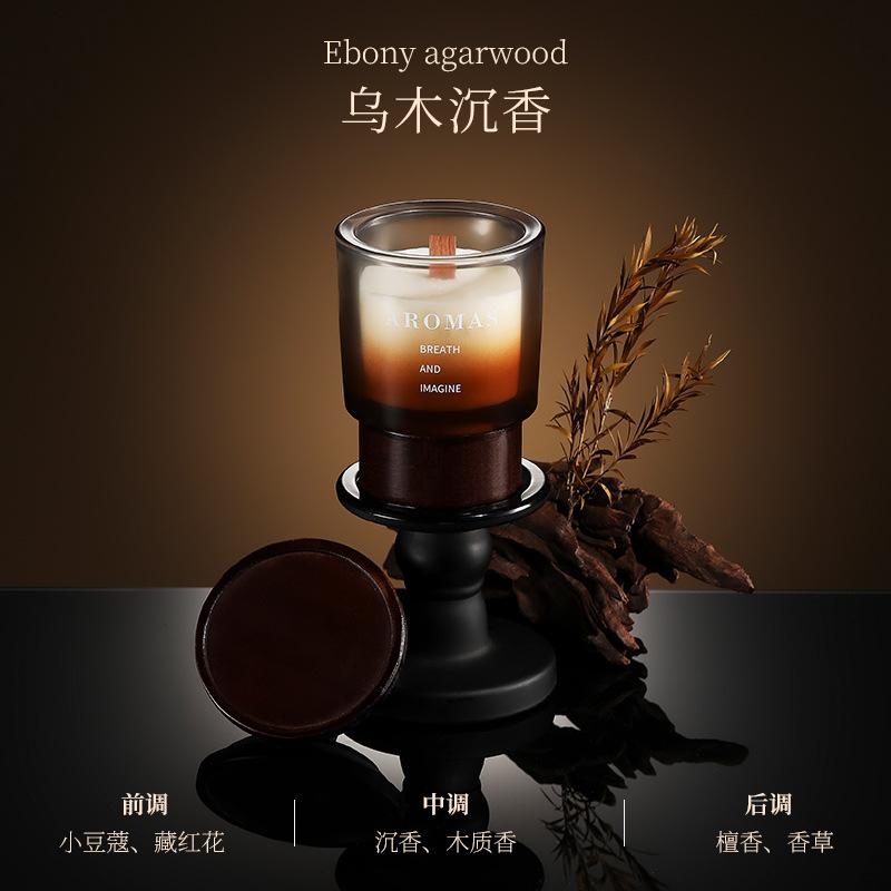 Scented Candle Wooden Base Indoor Bedroom Fragrance Ornament
