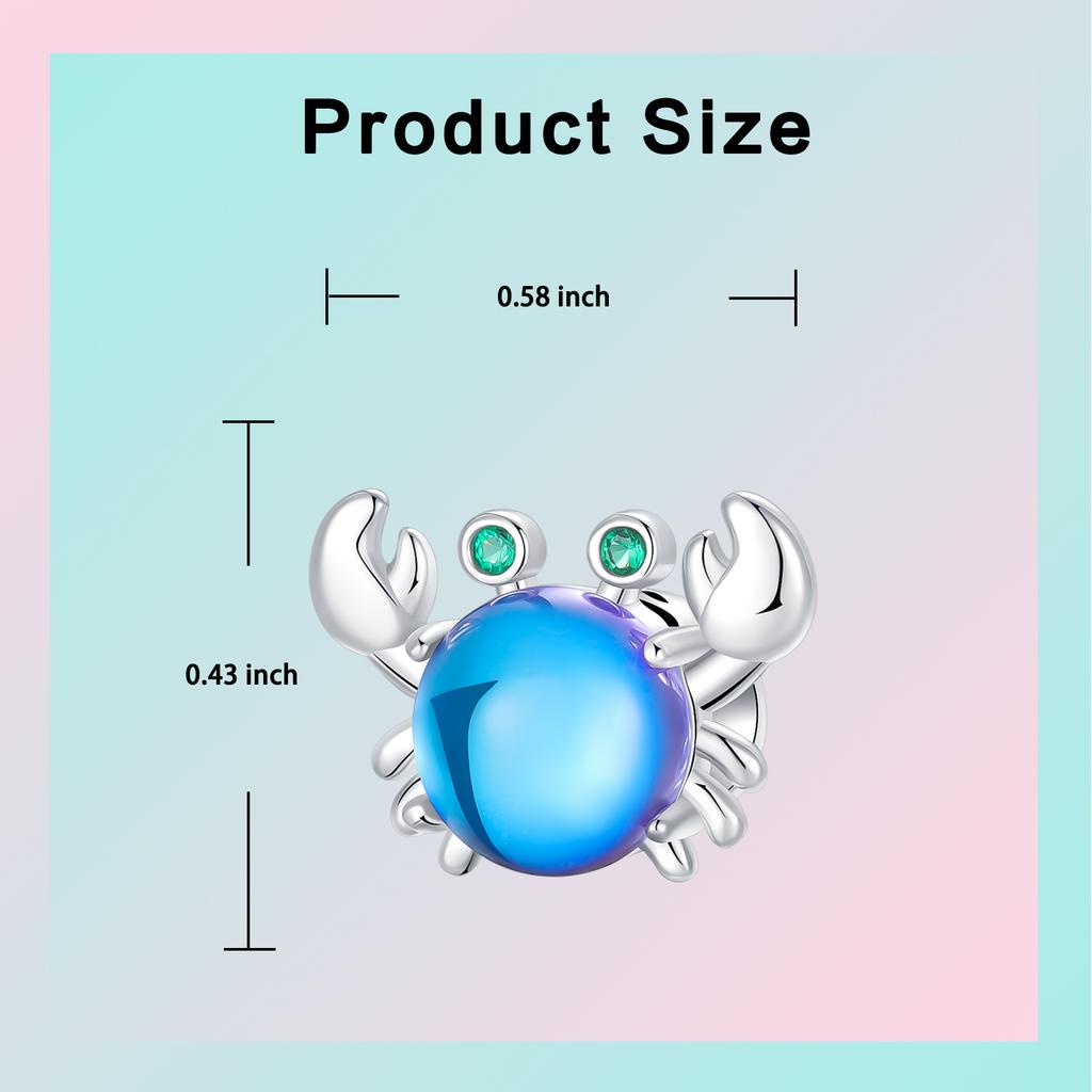 Genuine Copper Blue Exquisite Crab-Shaped Beads Pendant Charm Beads Fit Original Bracelet Jewelry Charm Bead Necklace Diy Female Jewelry Item