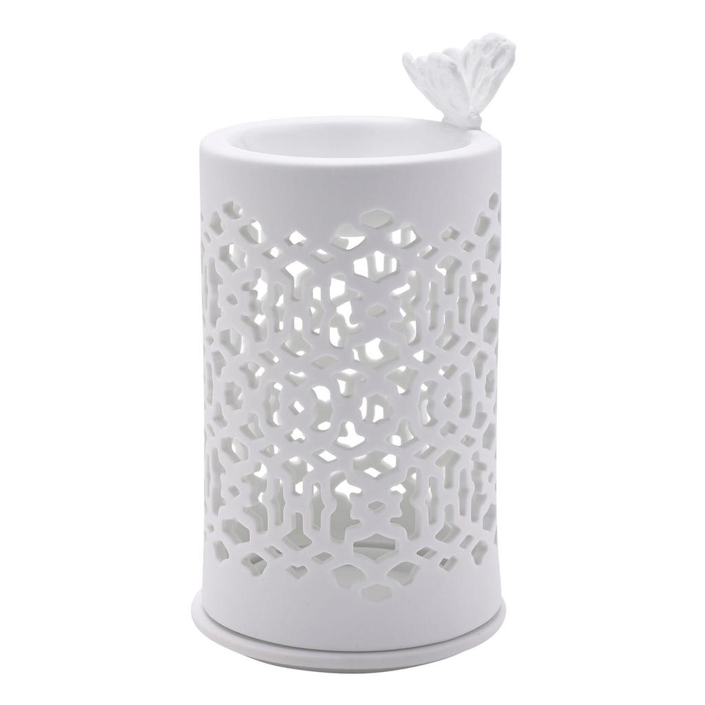 Hestia White Ceramic Wax Melt Burner With Butterfly
