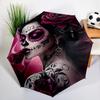 Sugar Skull Rose Umbrella Automatic Open/close, Sturdy Iron Frame & 8-Rib Structure, Umbrella for Women & Men, Christmas Gifts