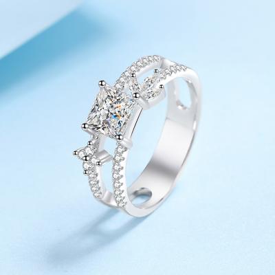 S925 Sterling Silber Prinzessin Moissanit Ring für Frauen plattiert pt950 leichter Luxusring Ehering Vorschlag Diamantring Geschenk für Freundin