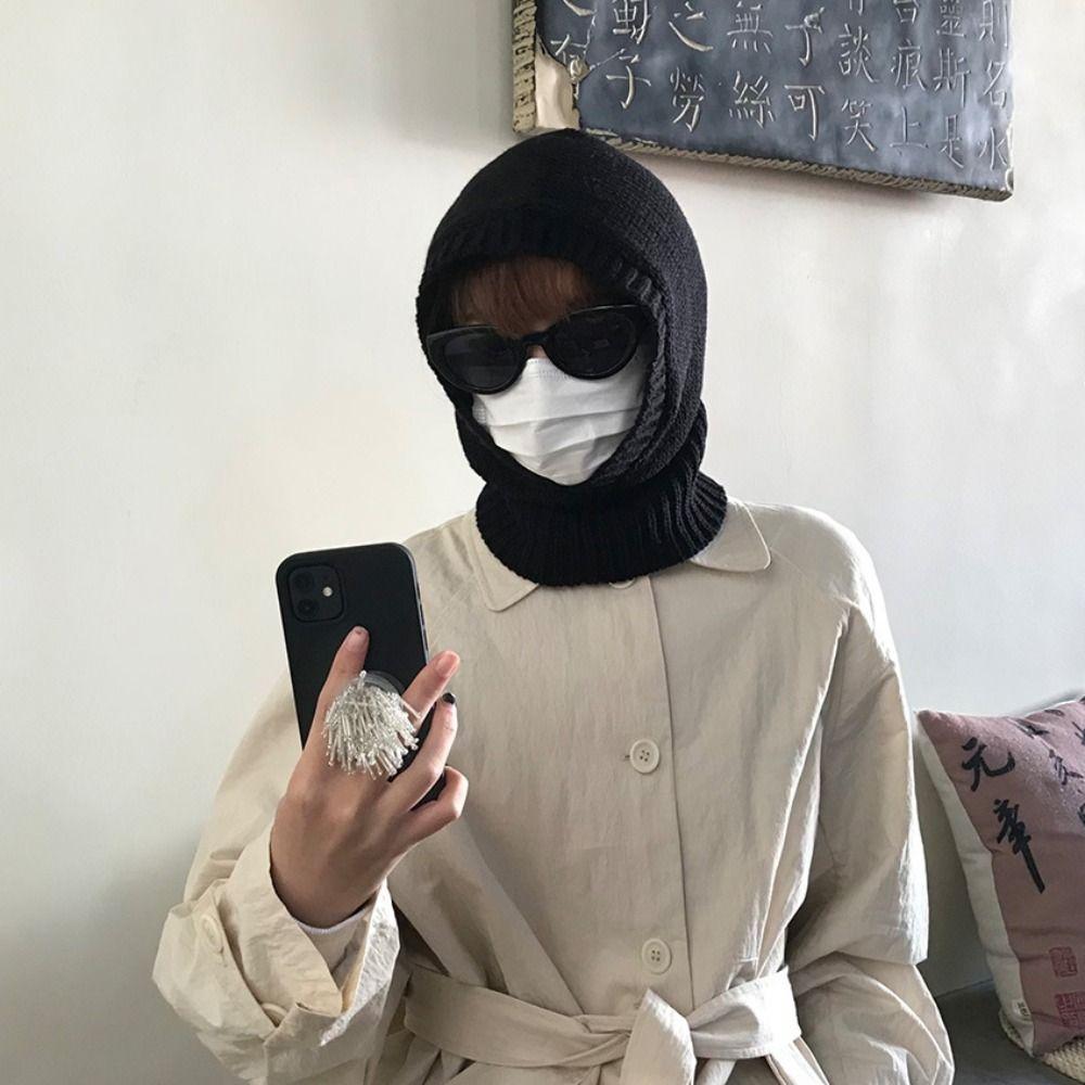 Earmuff Knitted Pullover Cap Warm Winter Neckerchief Cartoon Balaclava Hat  Outdoor