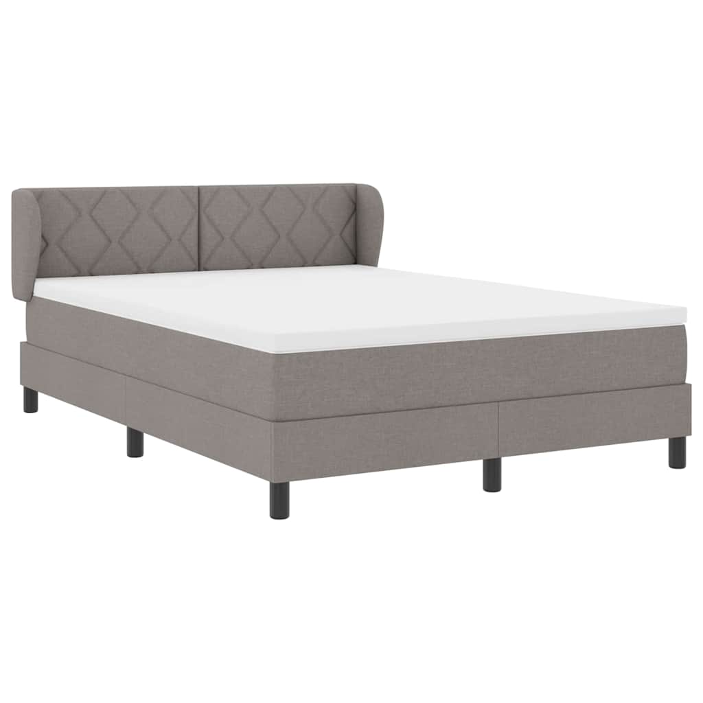 Box Spring Bed with Headboard Taupe 140 X 200 Cm Fabric