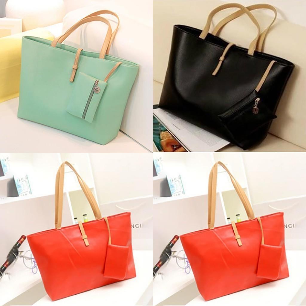Elegant Women Shopping Tote Faux Leather Messenger Handbag With Spacious Compartments
