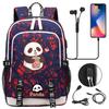 Kawaii Panda Print Tiener USB Laptop Rugzak Kinderen Jongens Meisjes Terug Naar School Boekentassen Vrouwen Mannen Reizen Rugzak