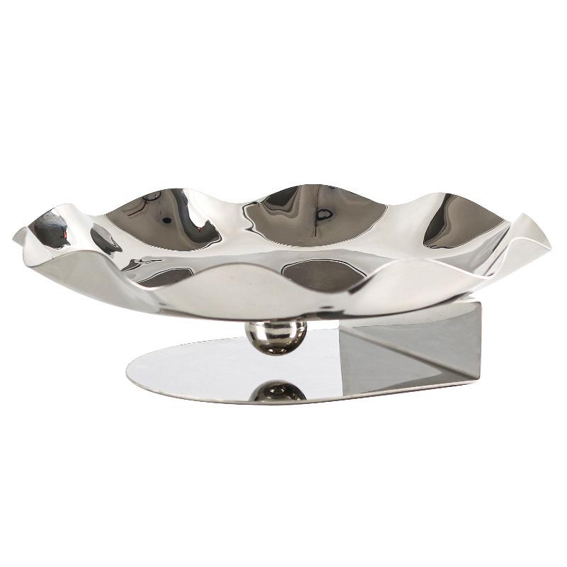 Minimalist Soft Decoration Suspended Lace Stainless Steel Fruit Plate Ornaments Model Room Designer Art Hotel Storage Tray