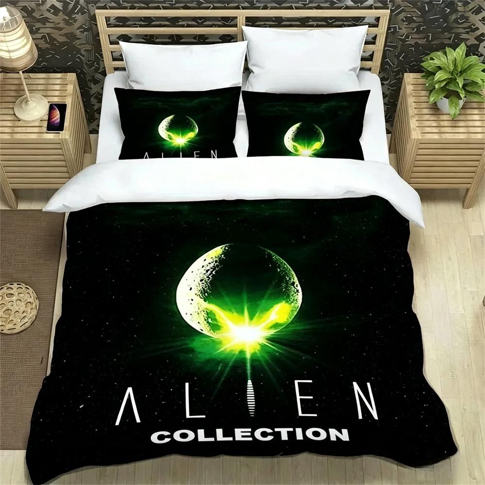 Set Biancheria da Letto Alieno Stampa 3D, Copripiumino Piumone Set Letto Coperta Trapuntata Federa, Taglia King Queen Twin Bambini Ragazze Adulti