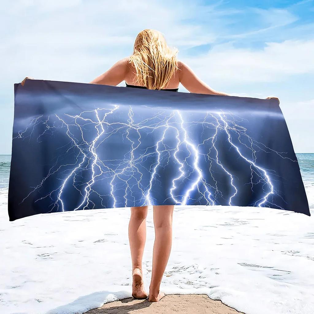 Oversized Beach Towel,Lighting Print Extra Large Big Pool Swim Travel Soft Towel Blanket Camping Cruise Lounge Chair Cover Gift