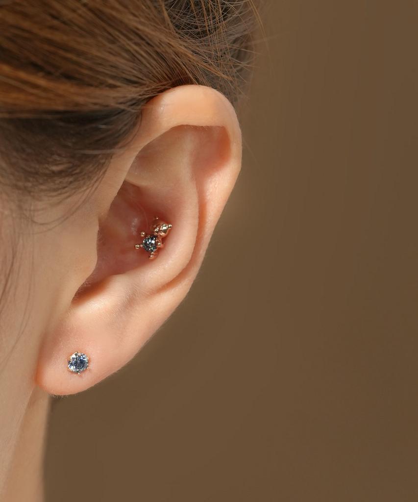 Minimalpiercing 14K Moissanite Diamond Sapphire Noble Piercing Earrings