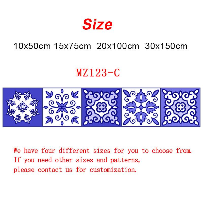 Purple Flower Pattern Strip Tiles Floor Wall Sticker Kitchen Bathroom Furniture Renovation Home Decor Wallpaper Peel & Stick Art Mural