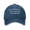 Compra Un Uomo Mangia Pesce Lui Giorno Insegna Pesce Uomo A Una Vita Cappellino da Baseball Casual Cappellino Trucker da Esterno Cappellino Snapback Traspirante Estivo
