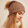 100% Cashmere Custom Women Winter Hat Luxury Cute Knit Beanie Caps With Custom logo