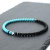 New Handmade Cross Bracelet For Men Bicolor Black White 4mm Beads Strand Braslet Volcanic Rock Turquoises Stone Healing Braclet
