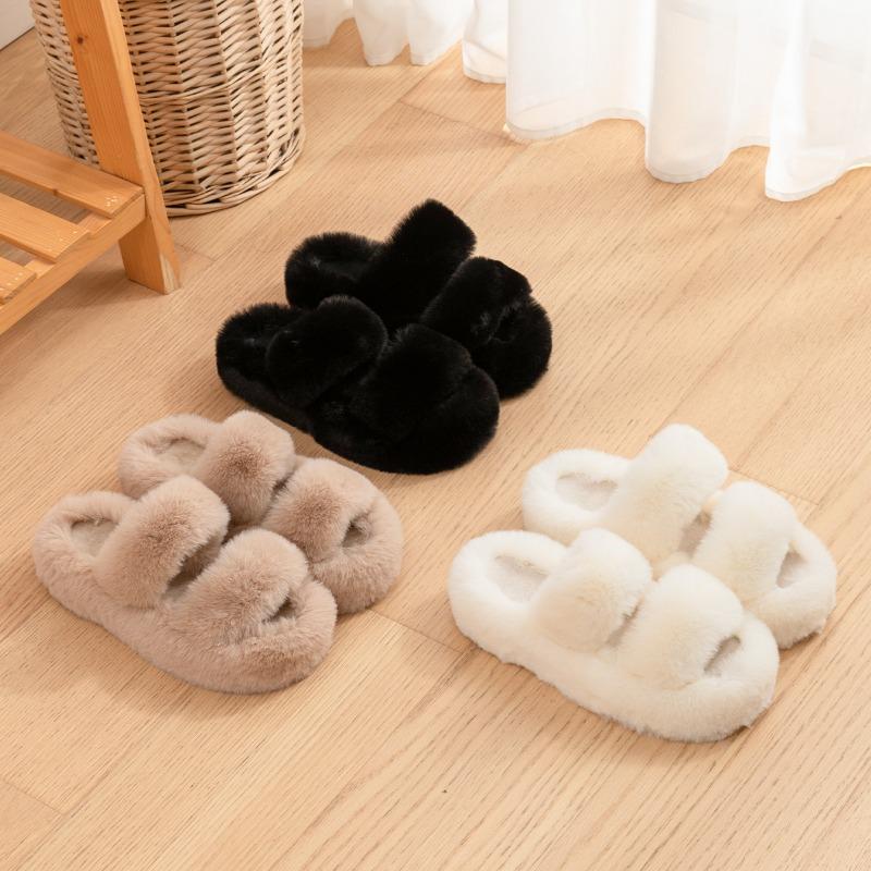Thick-bottomed Fluffy Slippers for Women's Outer Wear, New Autumn and Winter Indoor Home Non-slip Plush Warm Cotton Slippers for Women