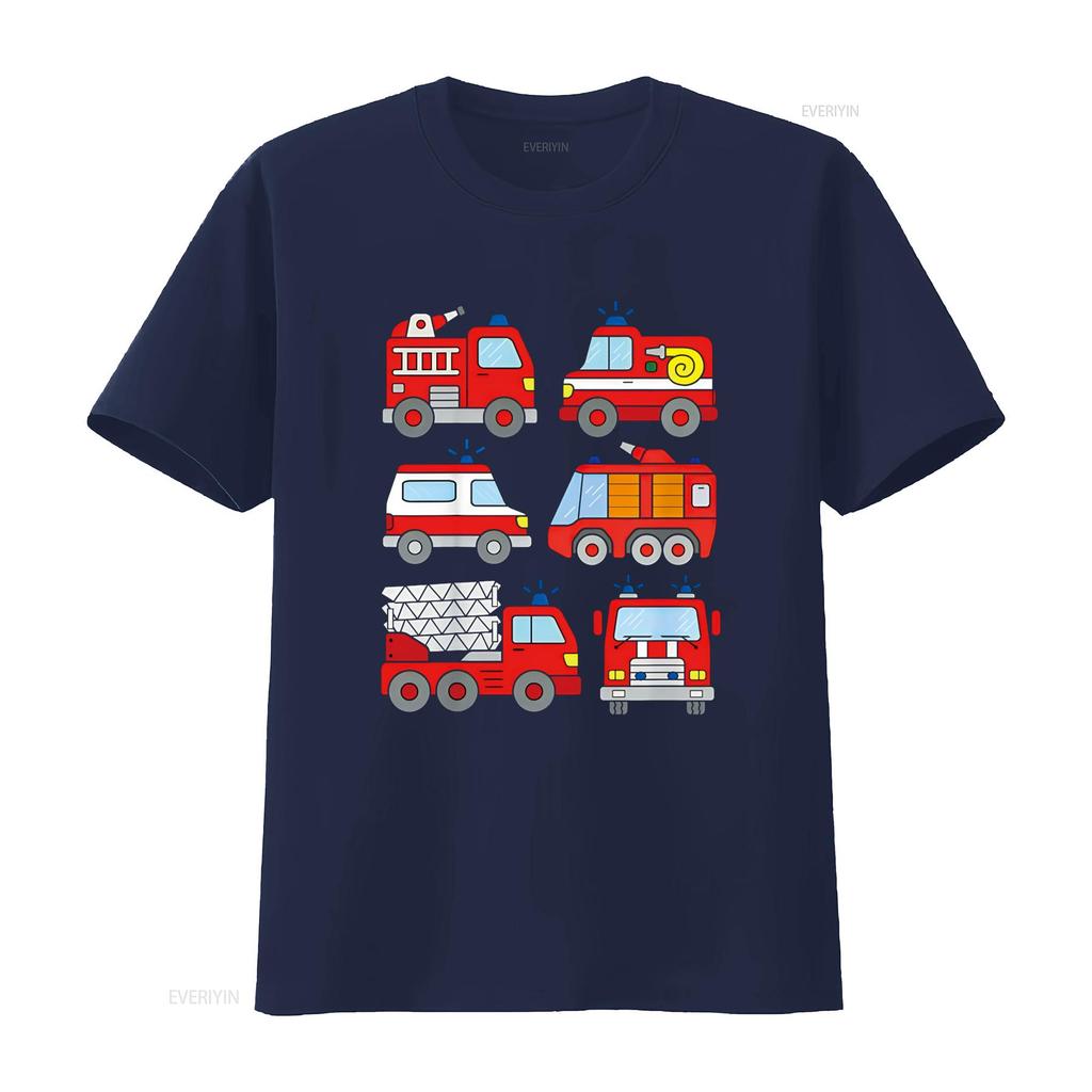 Fire Truck T Shirt Boys Toddlers Emergency Vehicle Vintage Washed Top For Everyday Wear Graphic Fashion Streetwear Soft