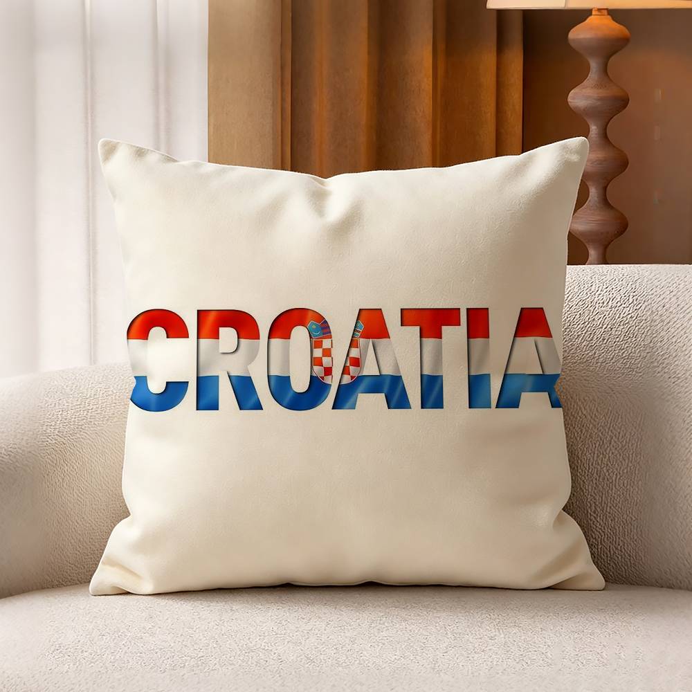 CCroatia FFlag Cotton Linen Square Pillow Covers Home Decor Gifts