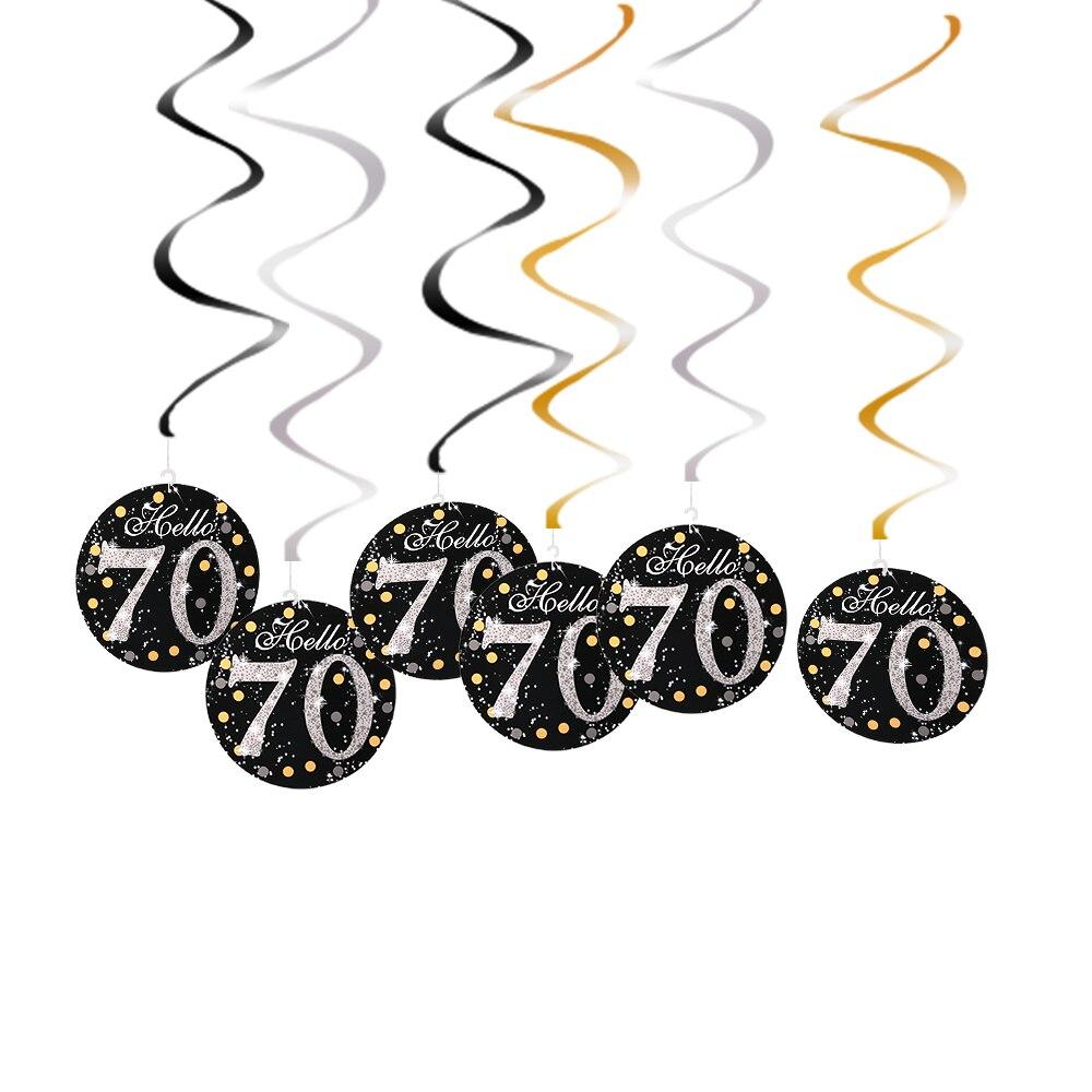 6 pezzi in PVC a spirale buon compleanno ricciolo 18 21 30 40 50 60 70 anni ornamenti appesi decorazioni per feste di compleanno