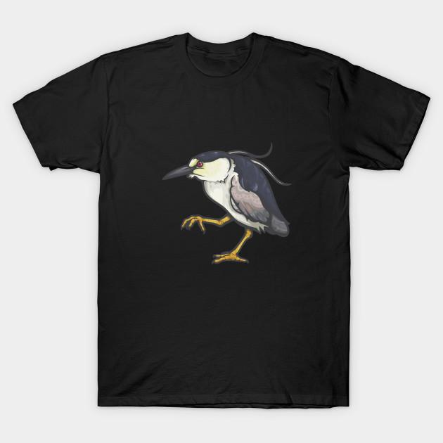 Men Black Print T-shirt Black-Crowned Night Heron No-Cut Transfer Paper Print Cotton Tshirt L чёрный