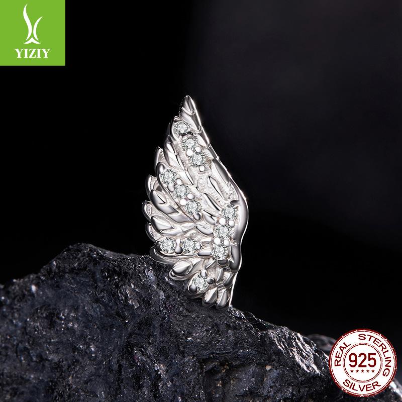 S925 Sterling Silver Guardian Wing Beaded Accessories Inlaid Zircon Wing Versatile Diy Beads