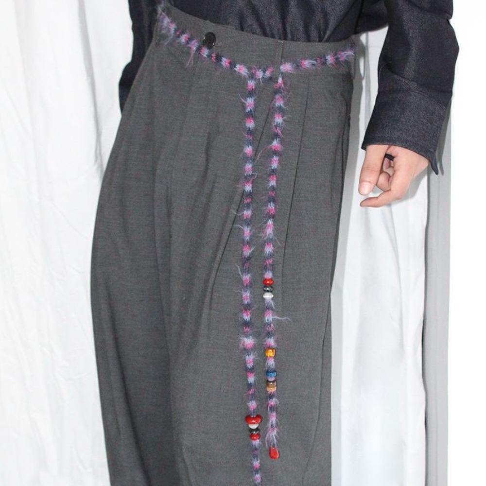 

Handmade Long Scarf Beaded Multifunctional Usage Personality Decorated Long Scarf Multicolor Polyester Belt