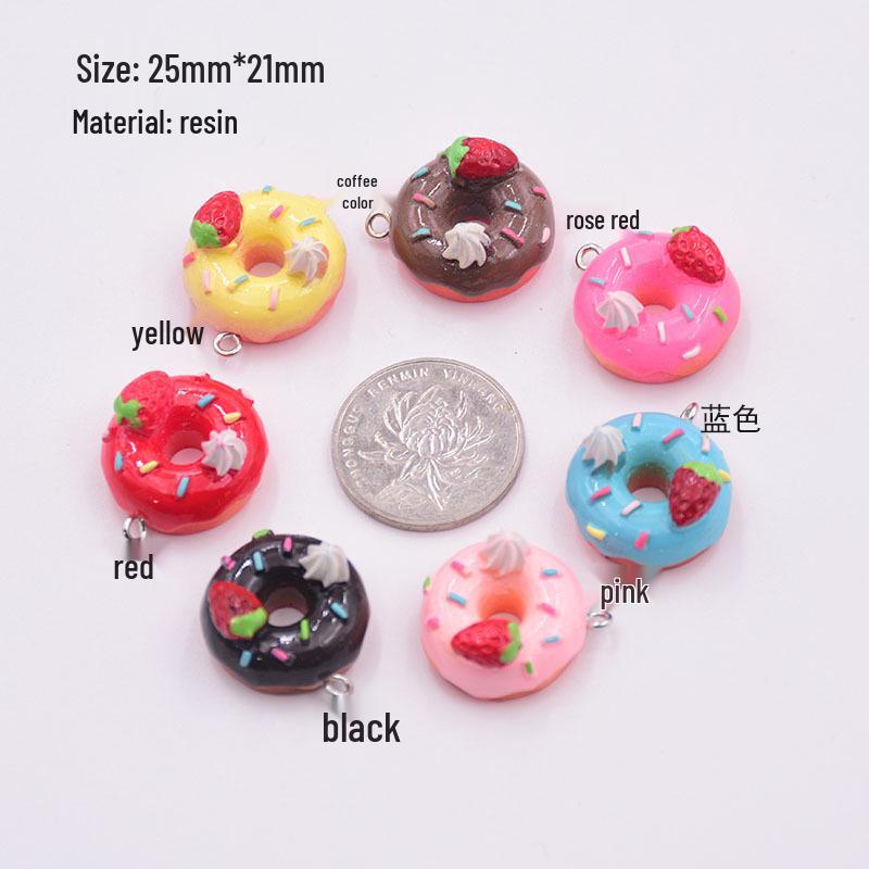 Strawberry Donut Resin Jewelry: Earrings, Necklace, Keychain, Keyring, Pendant Accessories