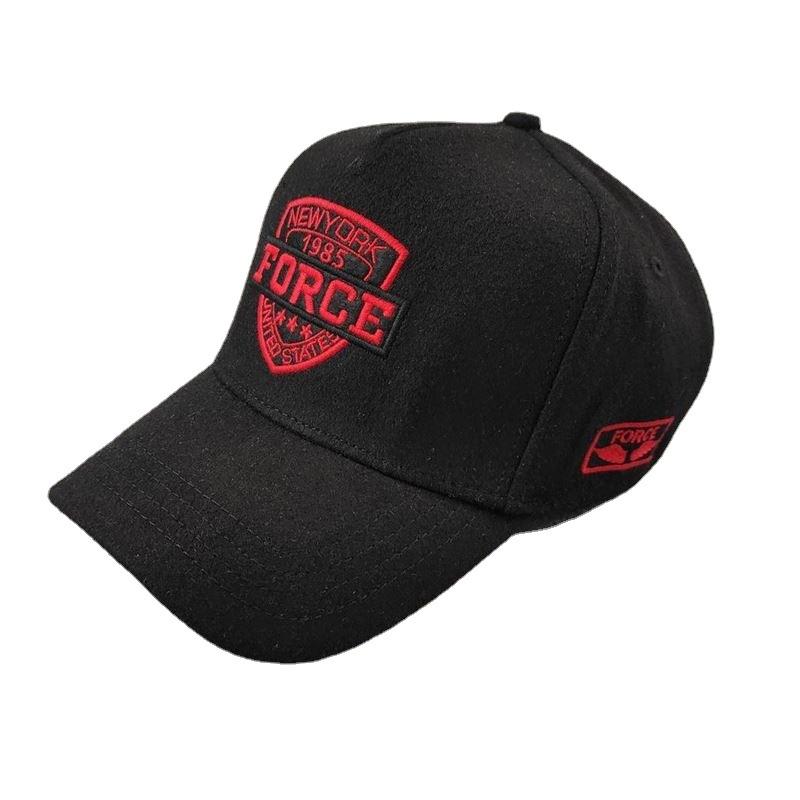 New high-top five-piece baseball cap autumn and winter woolen material peaked cap big head circumference men's hat couple women's hat casual fashion