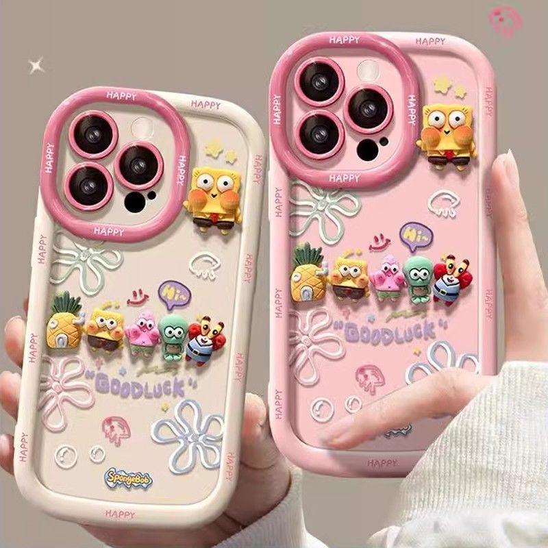 Applicable To Apple 16 SpongeBob SquarePants Mobile Case Cartoon IPhone 15p Skin Feel Diy All Inclusive Protective Case 14
