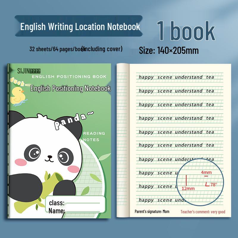 

16K English Calligraphy Training Notebook - Standard Frame Writing Paper for Elementary Students.