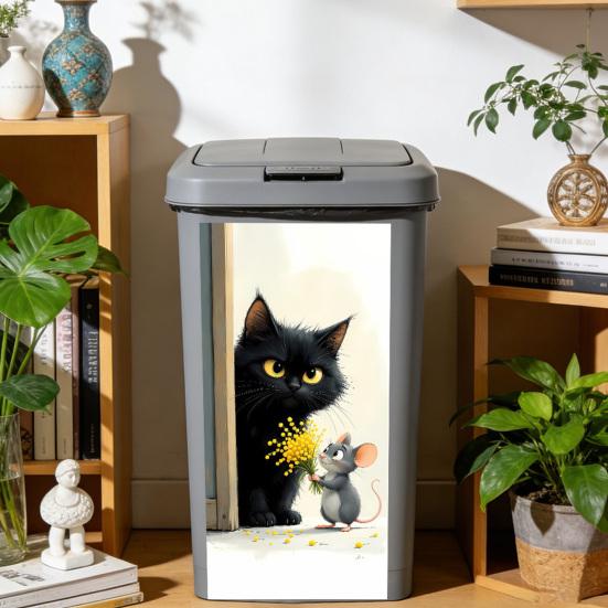Dustbin Sticker Funny Cartoon Animal Wheelie Bin Decal Self Adhesive Cute Monkey Chicken Cat Sticker for Door Trash Cans Bins Driveway Garden Patio