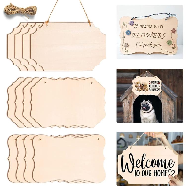 12 Pcs Unfinished Hanging Wood Signs for Wood Burning Crafts Christmas Ornament