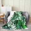 Green Leaves Plant Flannel Throw Blanket All Season Warm King Queen Size Super Soft Lightweight Blanket for Bed Living Room Sofa