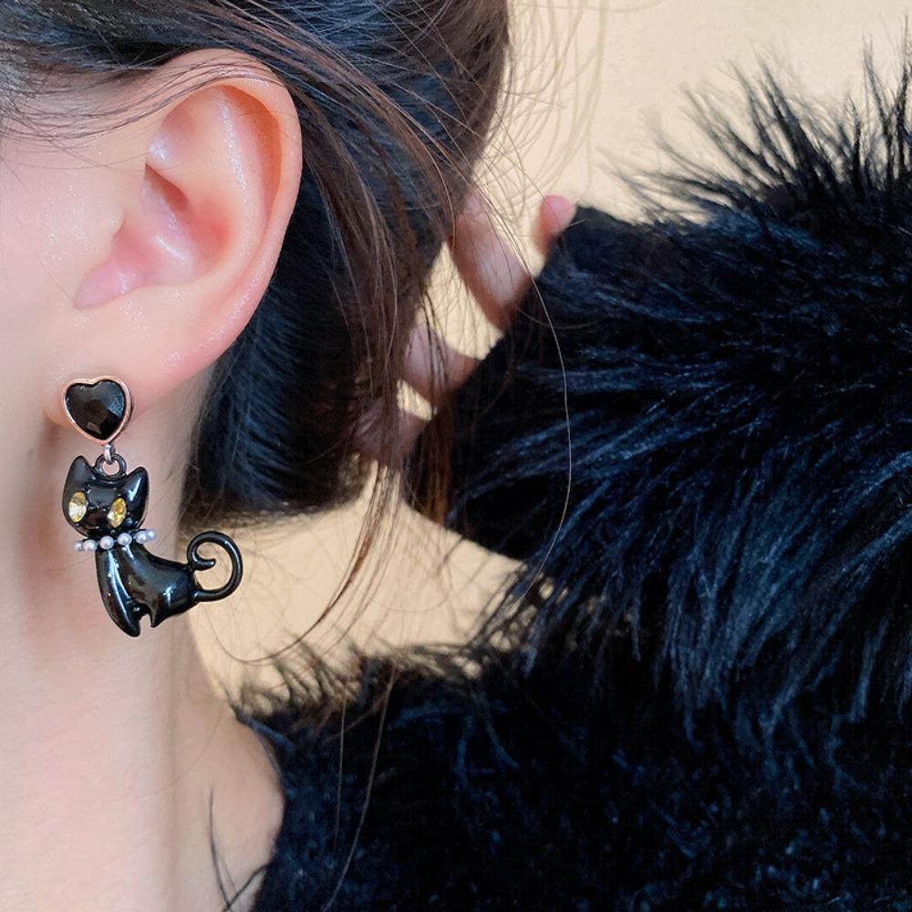 Jewelry Korean Style Accessories Y2K LoveHeart Earrings Funny Cat