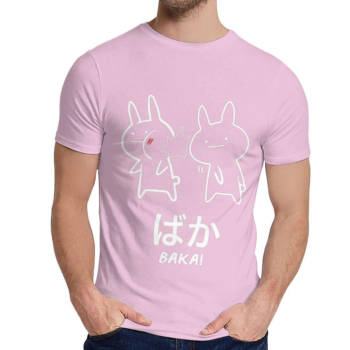 Crewneck Funny Anime Baka Rabbit Slap Black T Shirt Hip Hop Man Cotton T Shirt Plus L