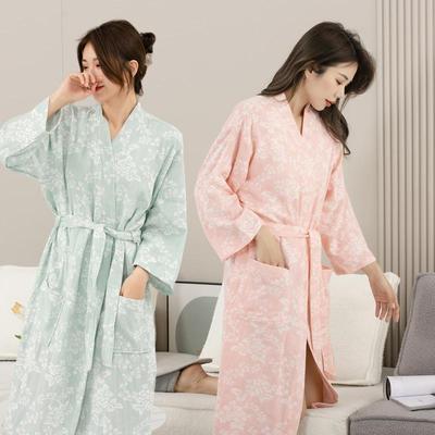 Pure Cotton Double-Layer Bathrobe - Breathable, Absorbent Unisex Sleepwear for All Seasons