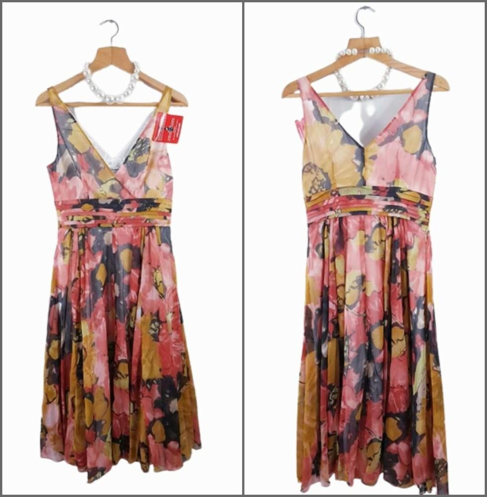 Kaleidoscope Womens Sleeveless Multicolored Floral Dress Size 10UK New Unisex T-Shirt M