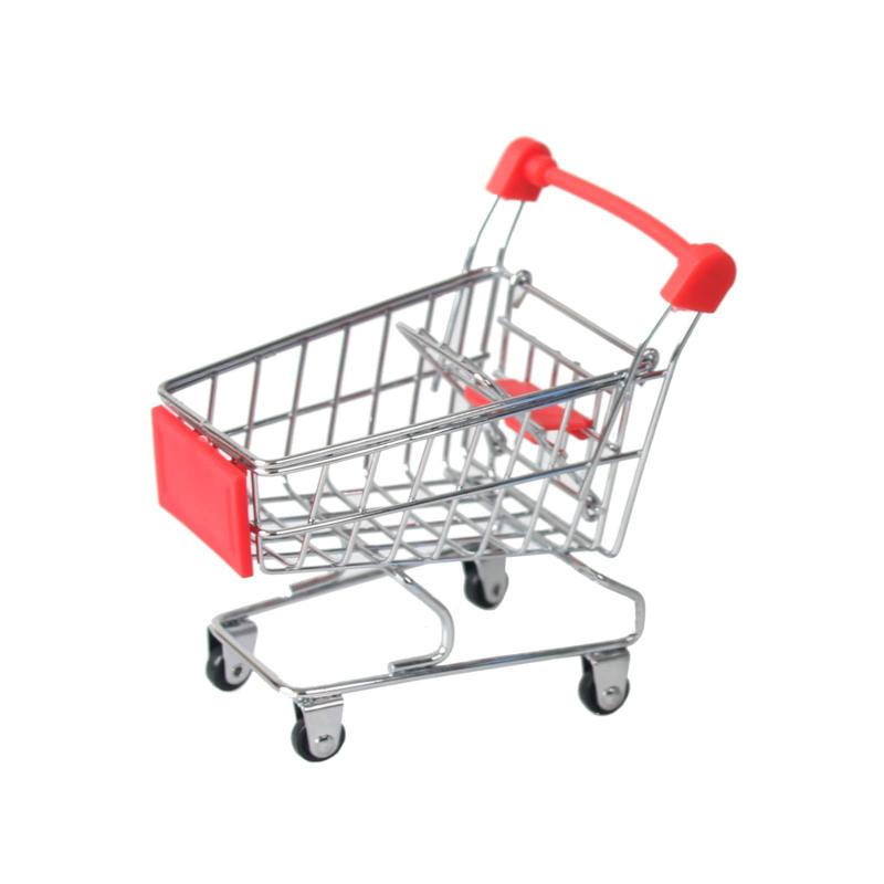 Mini Supermarket Shopping Trolley Cart Desktop Model Children's Toys Home Decoration Storage Miniature Ornament Toy Gift