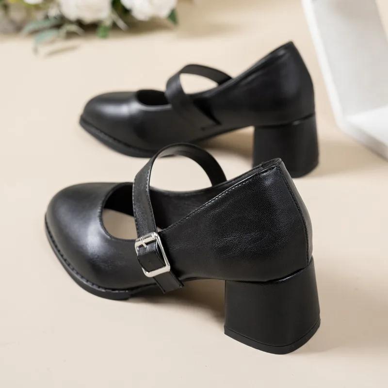 Fashion Elegant High Heels Pumps  Janes Shoes Large Size 42 Black Red White Women's Heeled Dance Party Wedding Shoes Classic