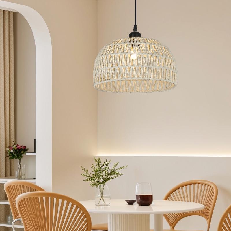 Wabi-Sabi Style Japanese Woven Rattan LED Pendant Light for Home & Restaurant